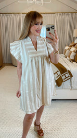 Sariah Taupe Striped Dress