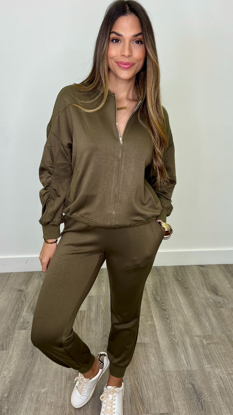 Stella Olive Brown Zip Up Jacket