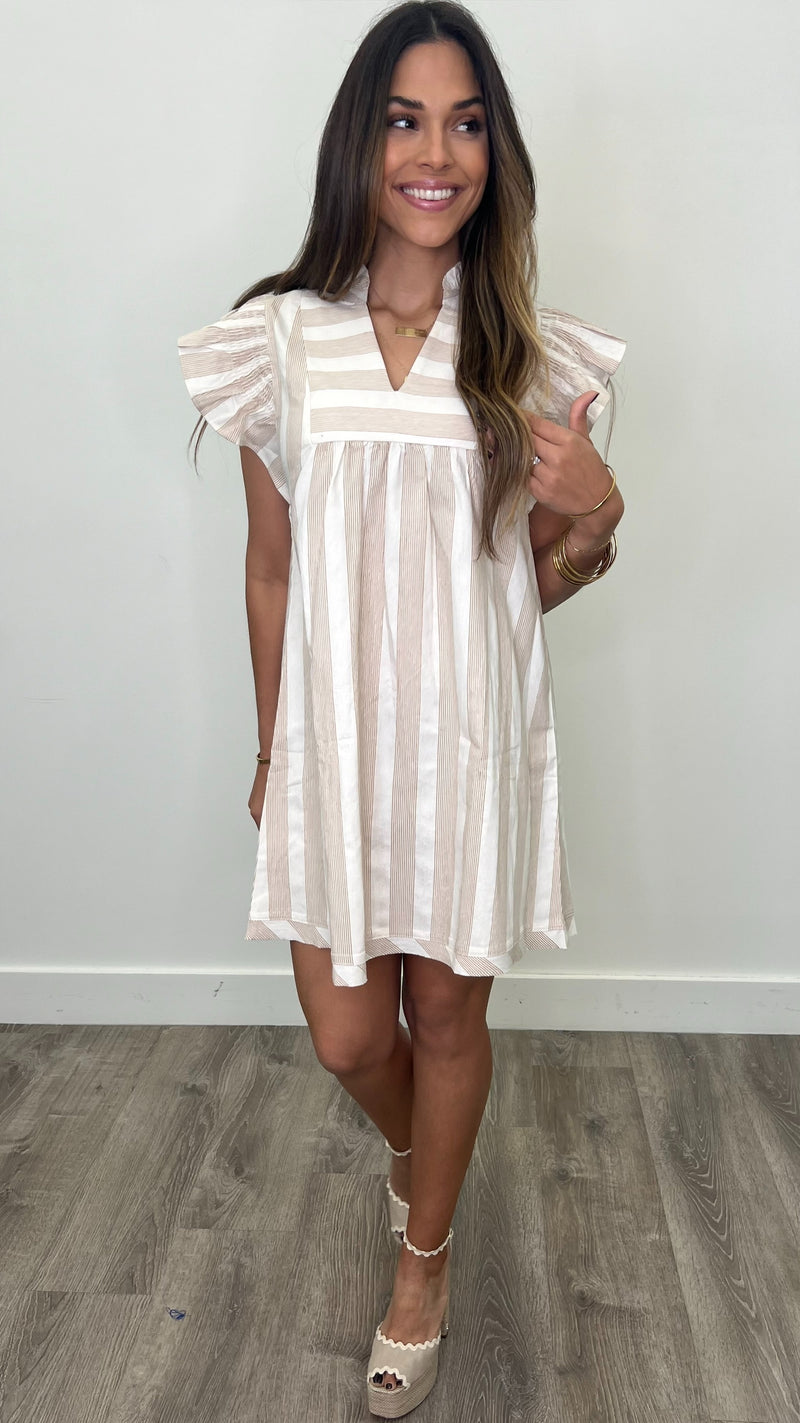 Sariah Taupe Striped Dress