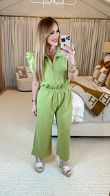 Ama Avocado Ruffle Jumpsuit