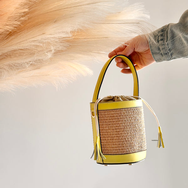 Limoncello Raffia Bucket Bag