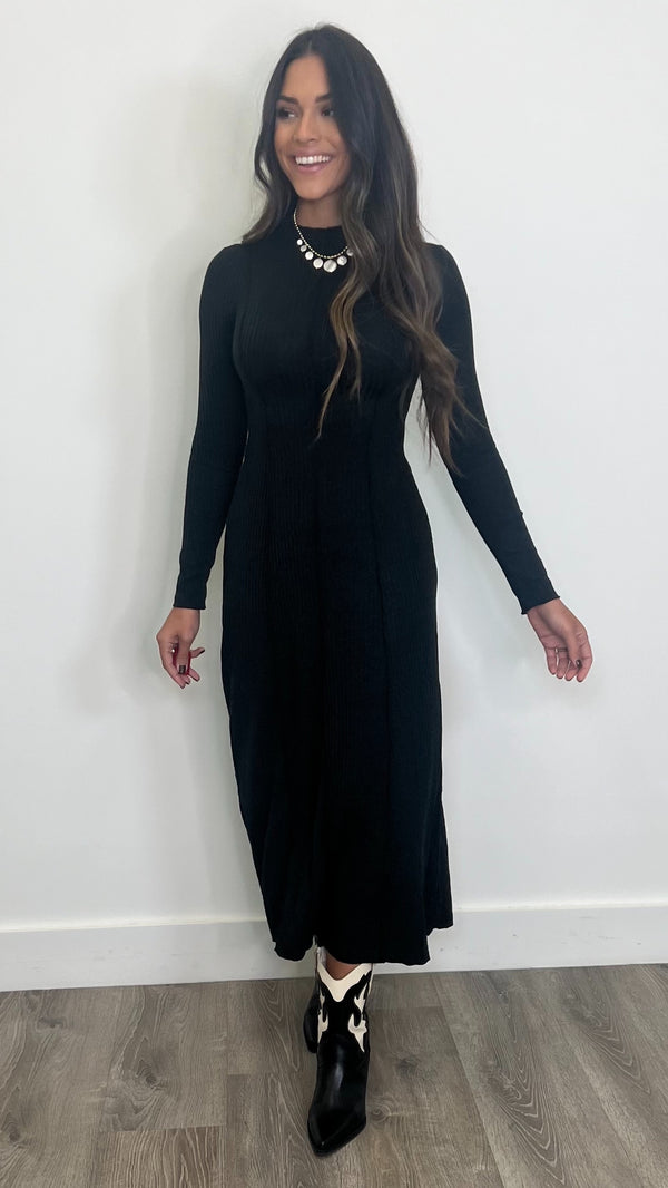 Sacha Black Ribbed Dress