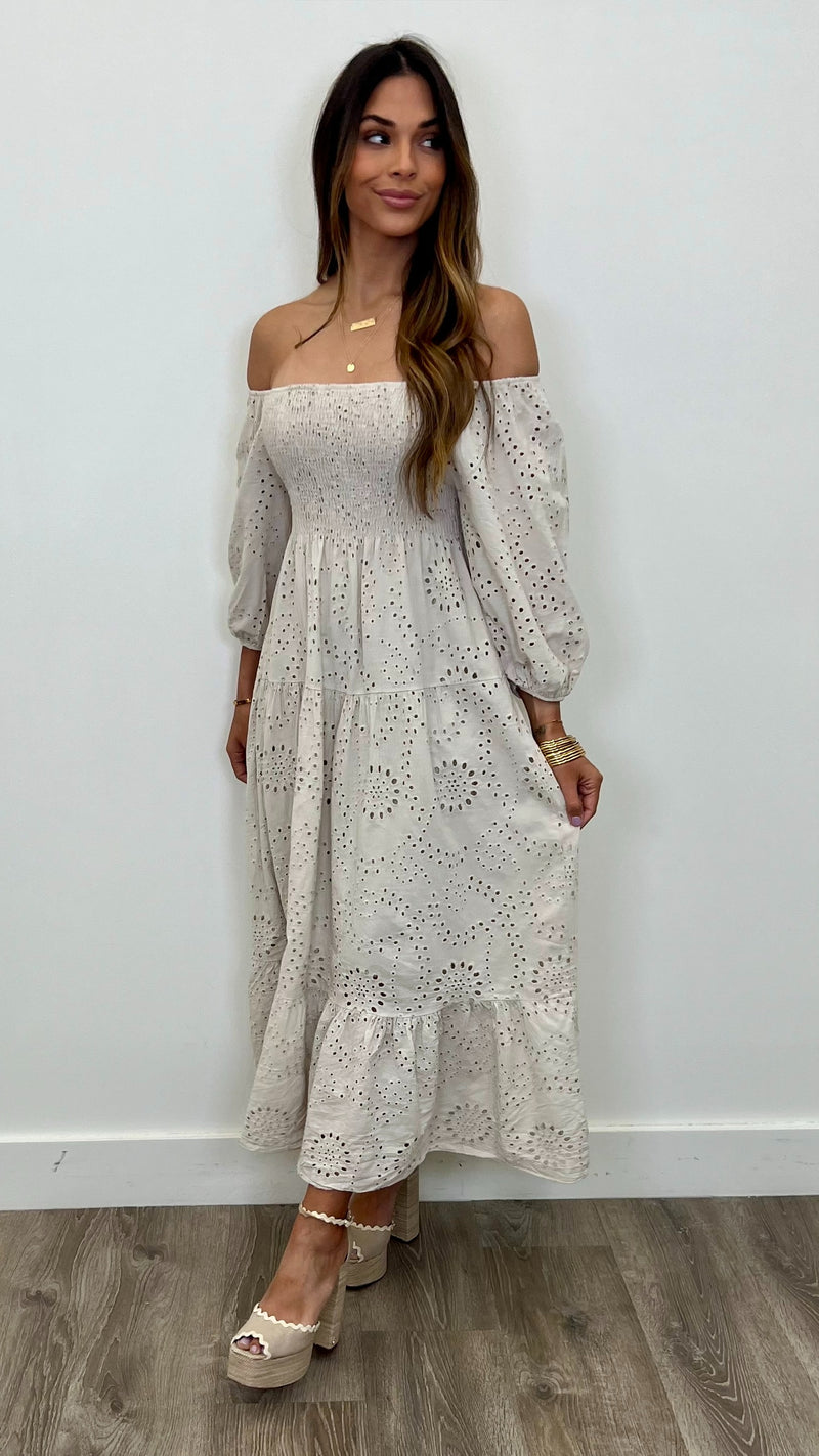 Isabella Eyelet Maxi Dress