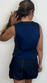 Demitra Striped Navy Vest