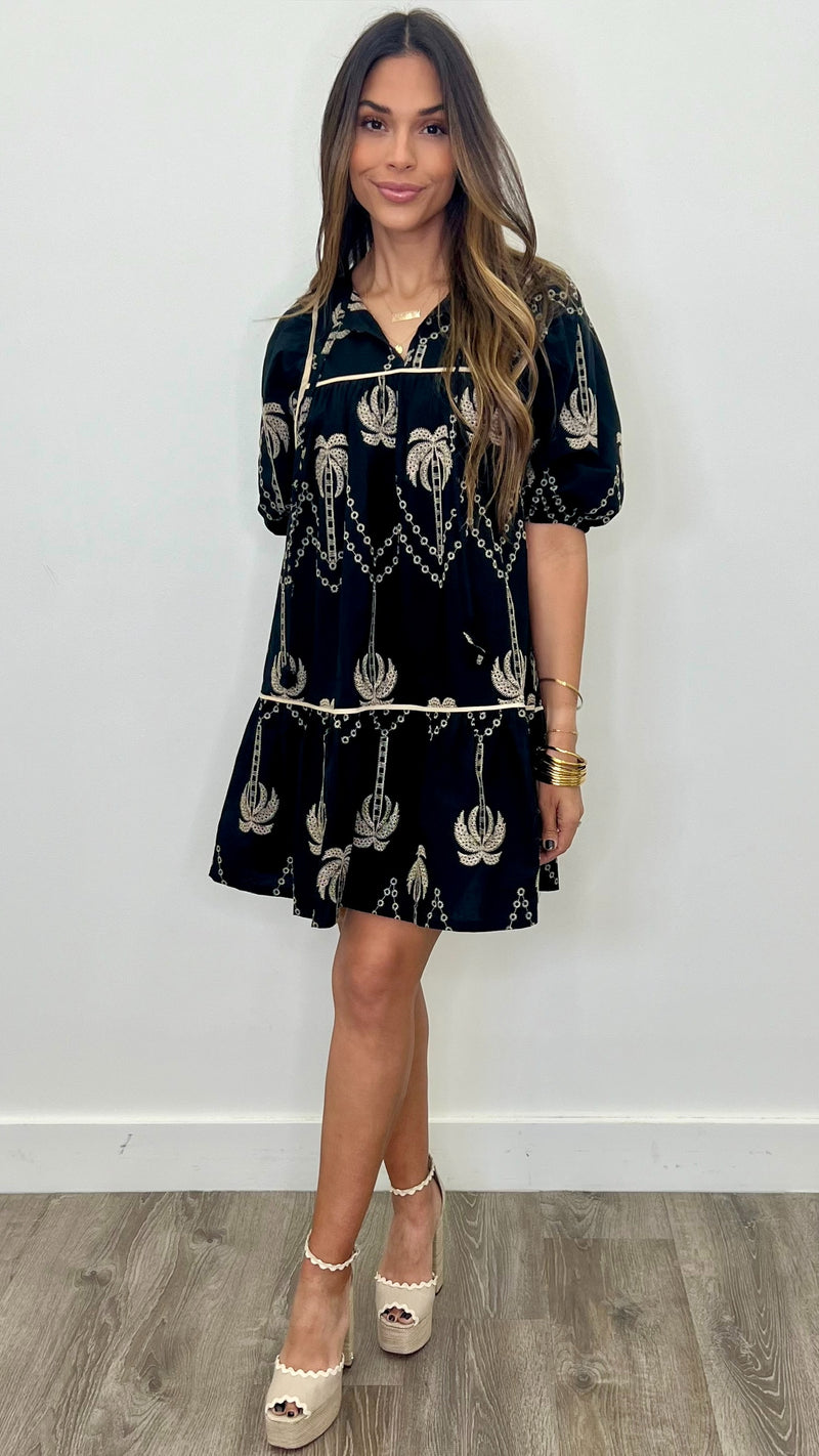 Margaux Black Embroidered Dress