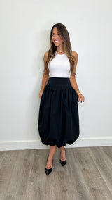 Erra Black Balloon Midi Skirt