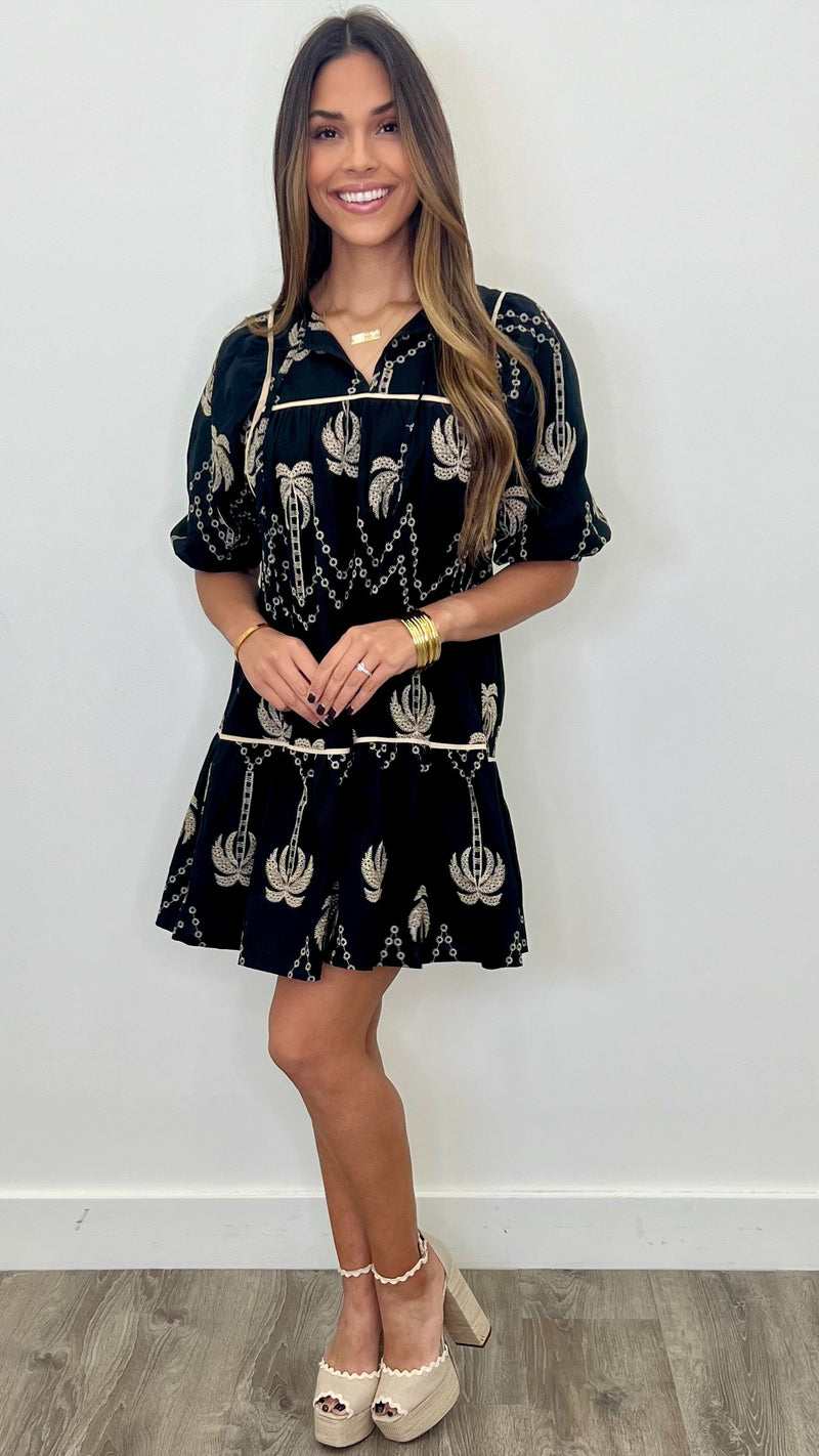 Margaux Black Embroidered Dress