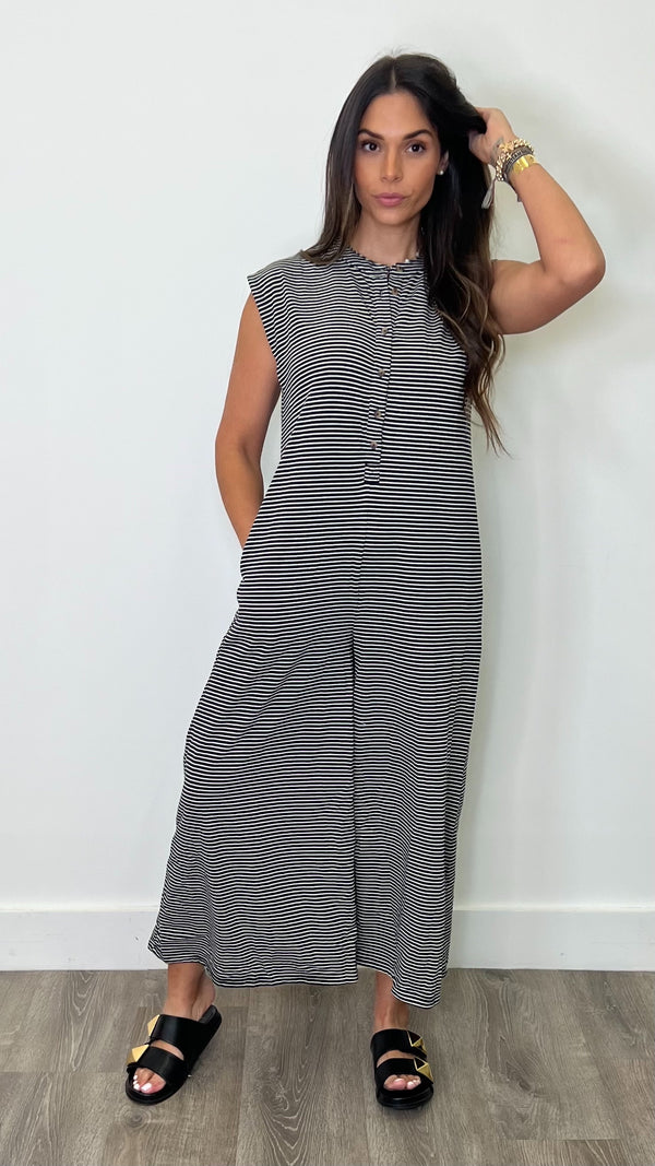 Kasey Black Striped Jumpsuit