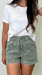 Pine Army High Waisted Shorts