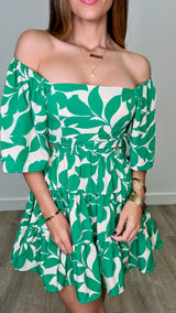 Verity Green Abstract Print Dress