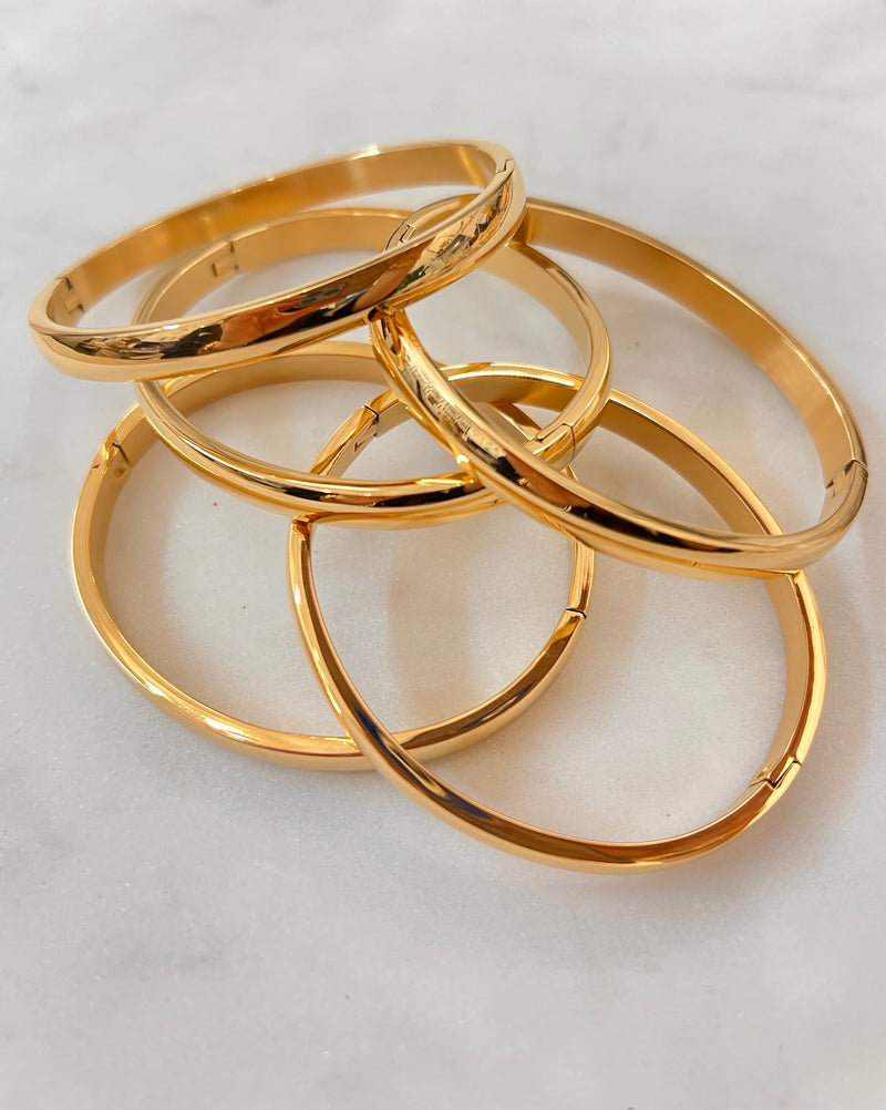 Stackable Wide Gold Bangle