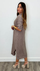 Gran Canaria Linen Taupe Dress