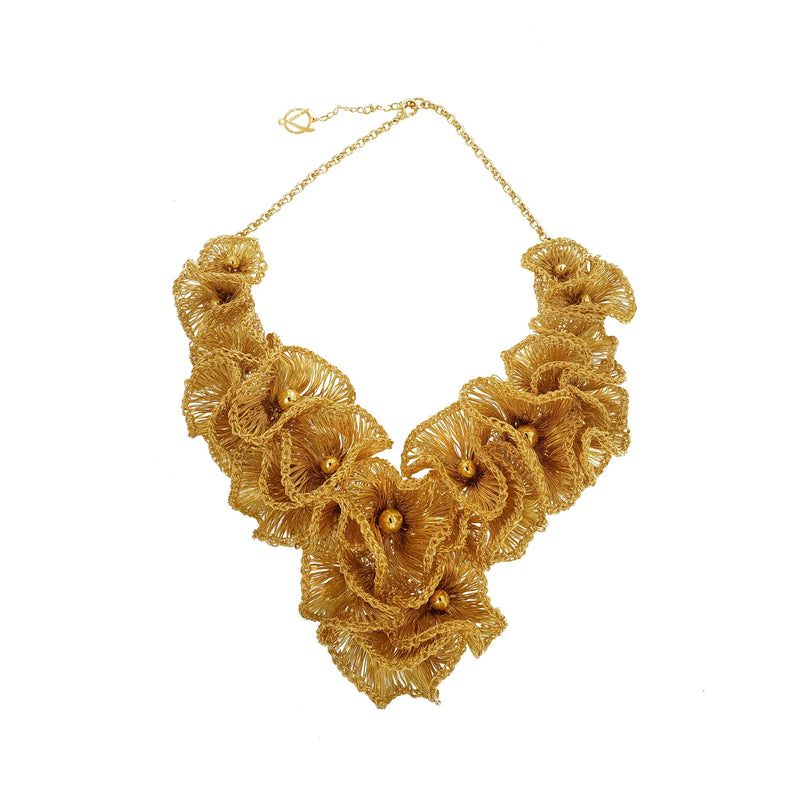 Flower Bouquet Gold Handmade Necklace - PRINZZESA BOUTIQUE