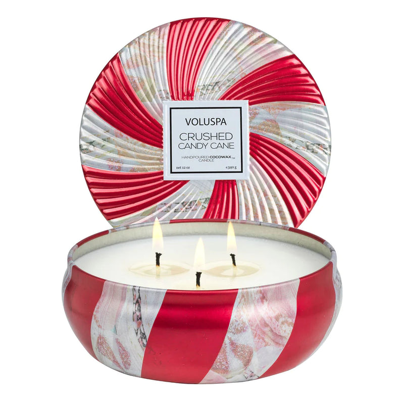 Crushed Candy Cane 3 Wick Tin Candle