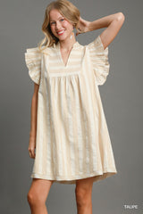 Sariah Taupe Striped Dress