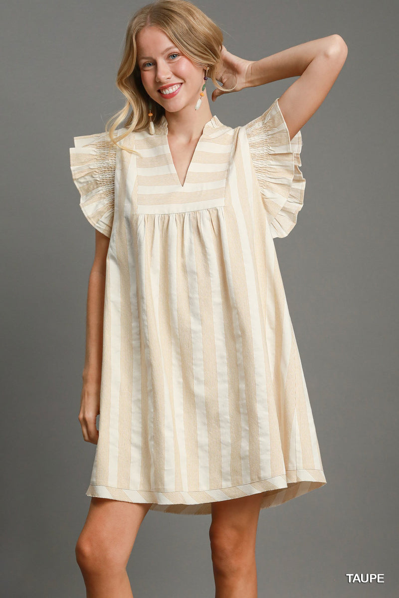 Sariah Taupe Striped Dress