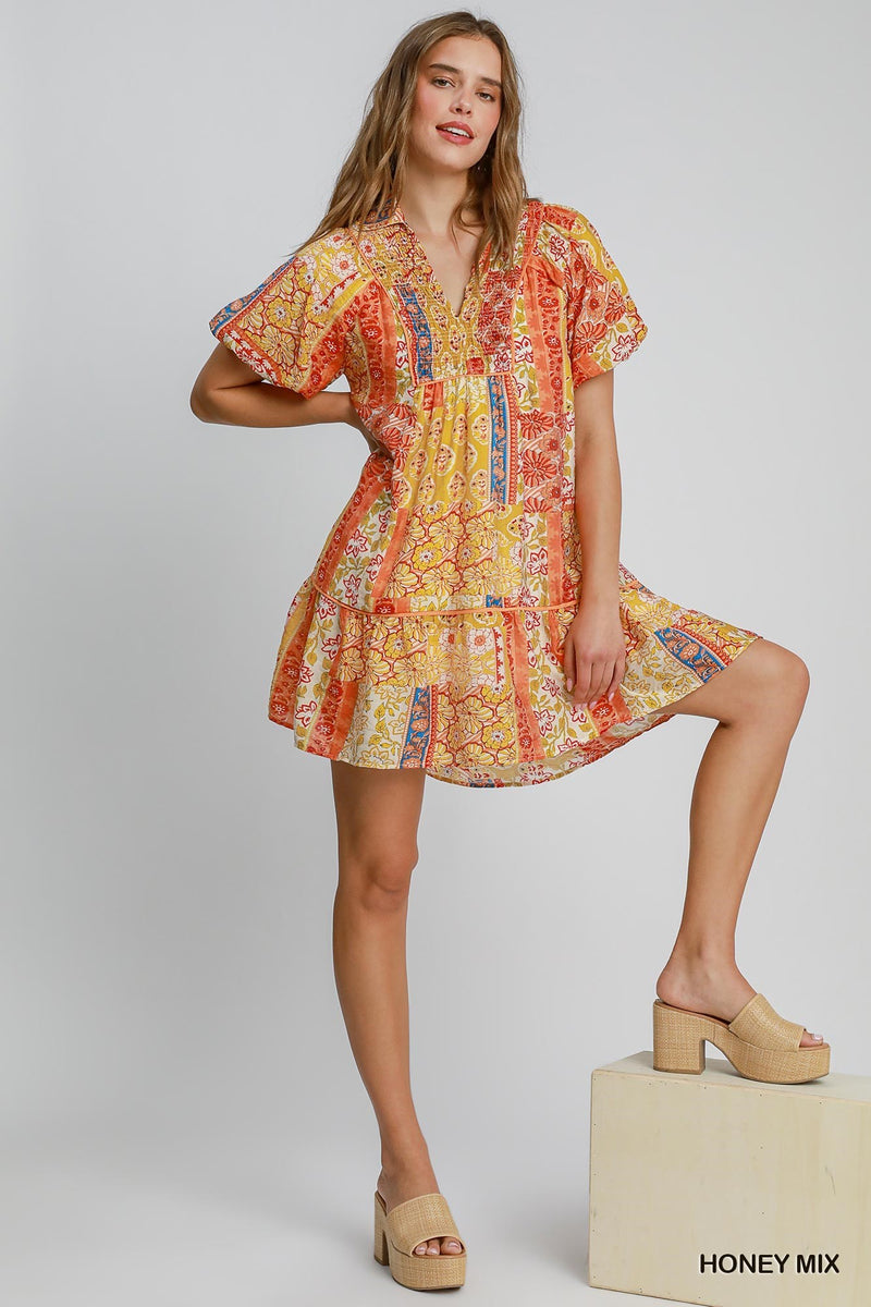 Alondra Honey Patchwork Dress