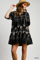 Margaux Black Embroidered Dress