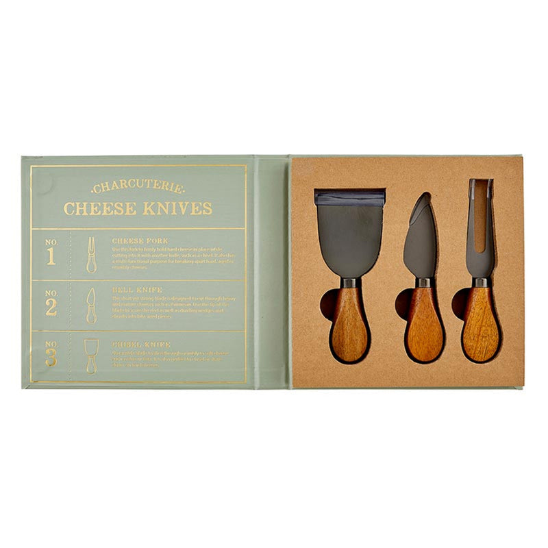 The Stylish Acacia Wood handle Cheese Knives Set of 3