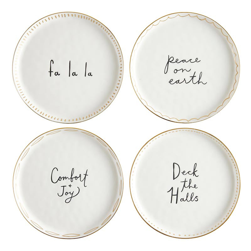 Ceramic Appetizer Plates Set of 4 Fa La La