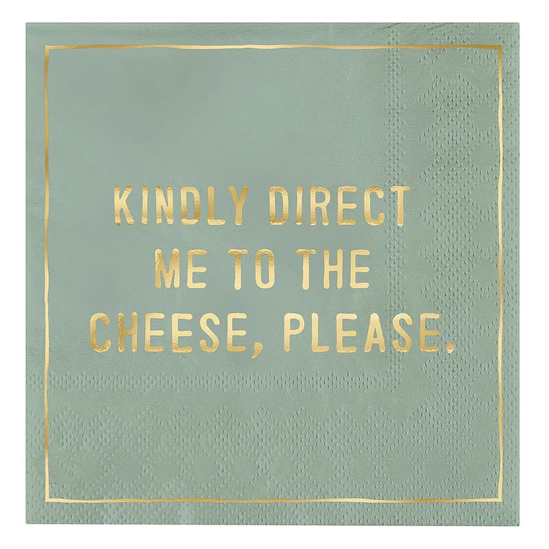 Cocktail Napkin - Cheese, Please Sage Green and Gold