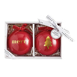 Red Merry Glass Ball Ornaments