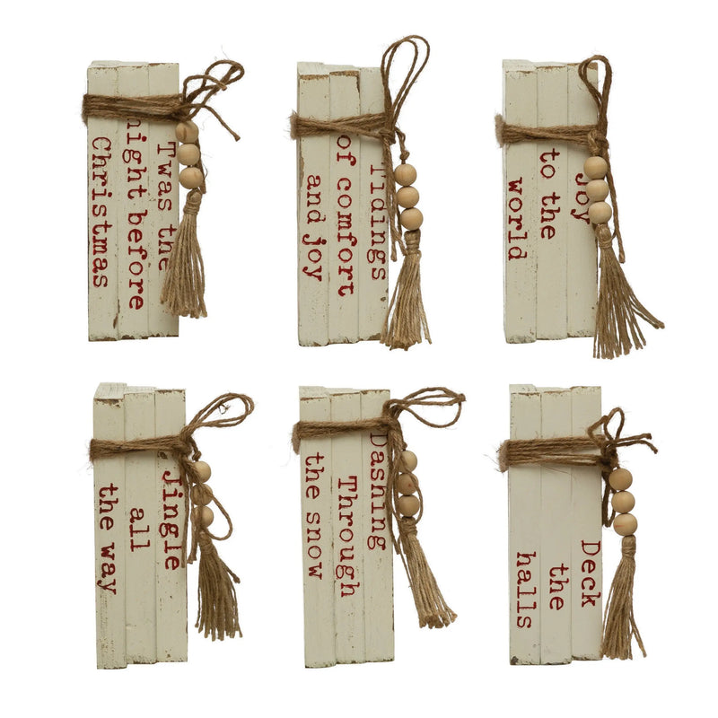 Wood Block Faux Books With Holiday Saying - PRINZZESA BOUTIQUE