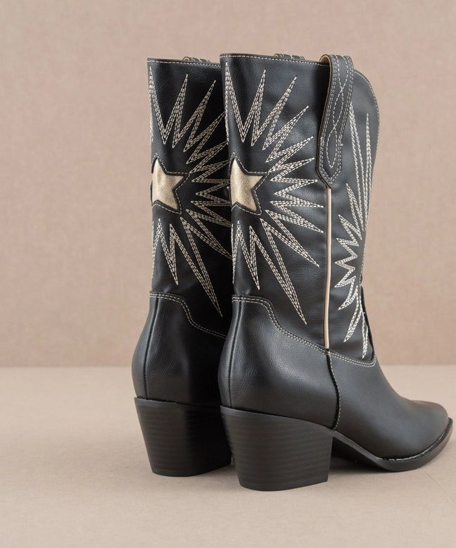 The Bristol Black Star Burst Western Boot