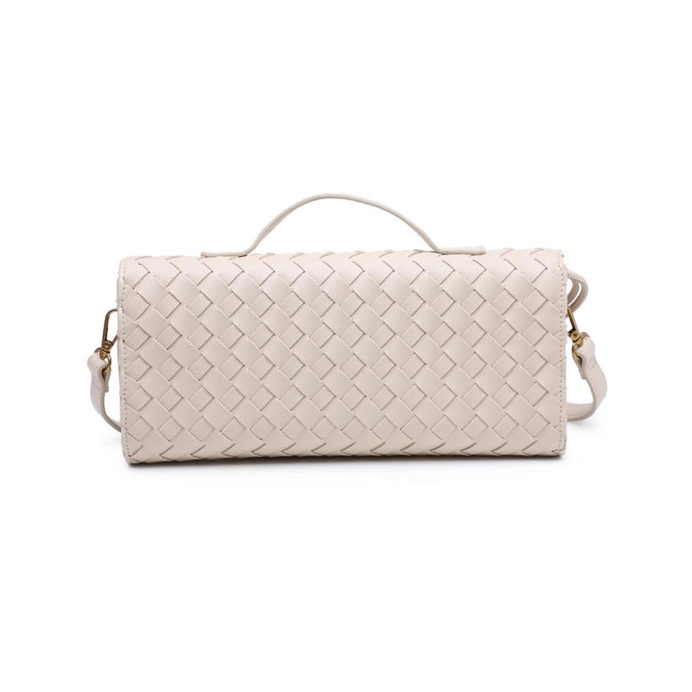 Ada Top Handle Woven East West Clutch Crossbody Oatmilk