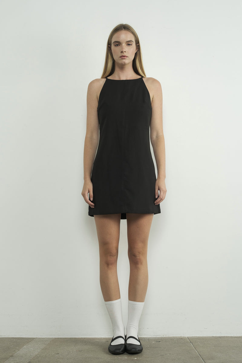 Tina Black Halter Mini Dress