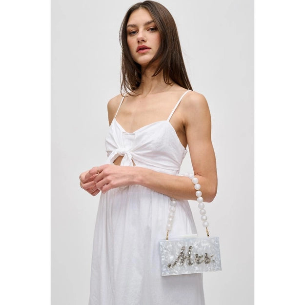 Mrs. Wedding Evening Bag White