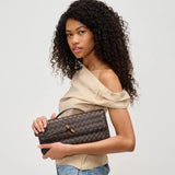 Ada Top Handle Woven East West Clutch Crossbody Espresso