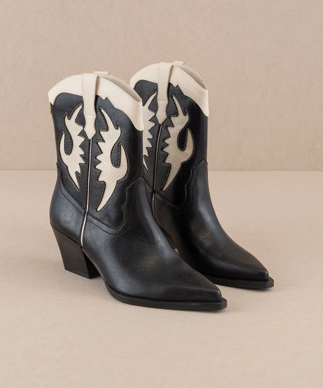 The Houston Black Layered Panel Cowboy Western Boot