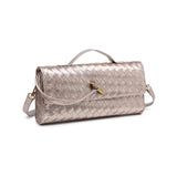 Ada Top Handle Woven East West Clutch Crossbody Gold