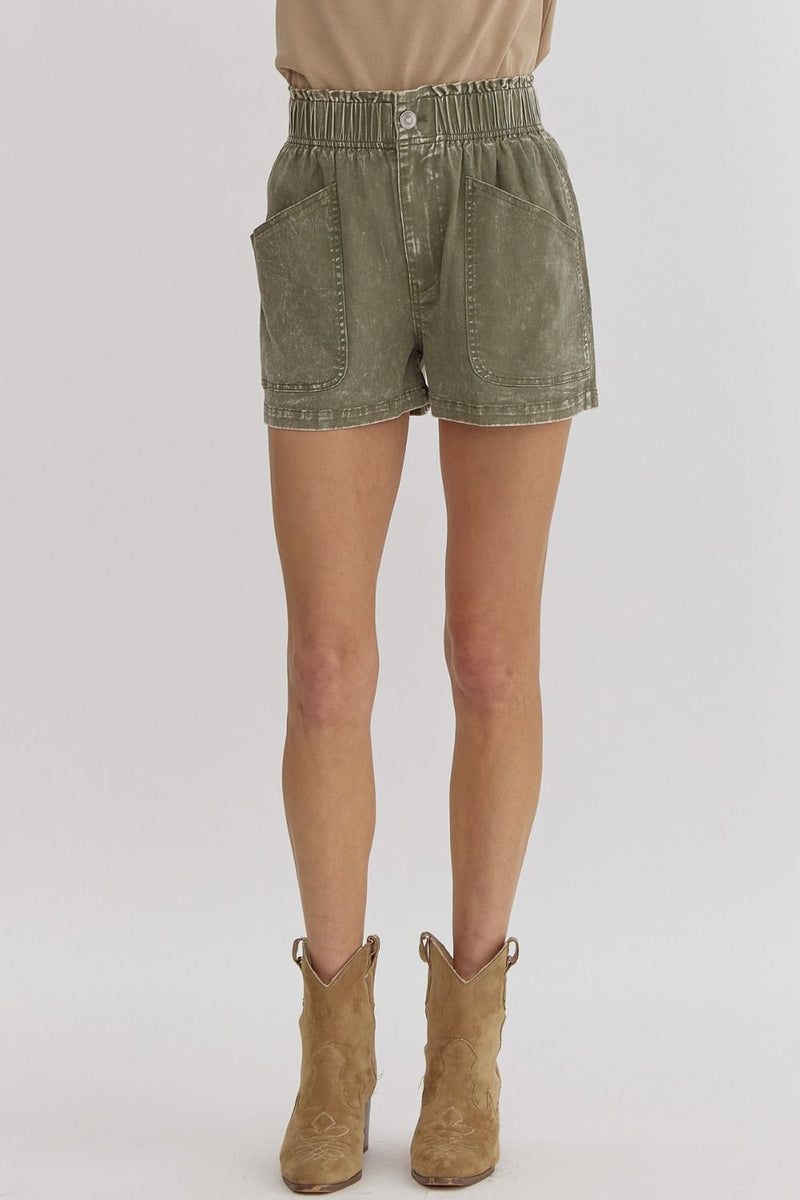 Pine Army High Waisted Shorts