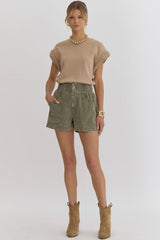 Pine Army High Waisted Shorts