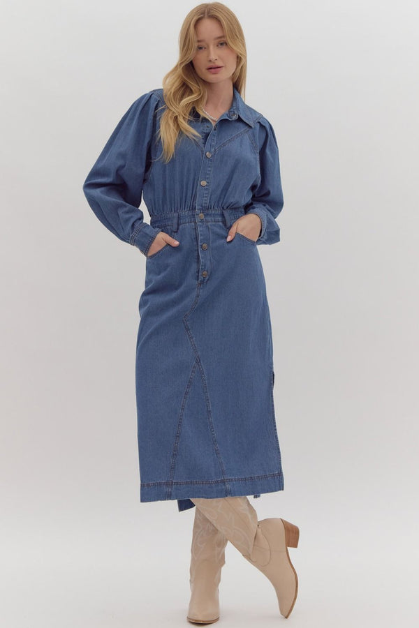 Ilarion Denim Blue Midi Dress