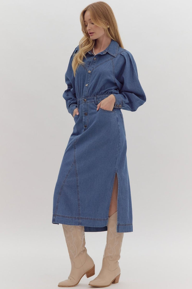 Ilarion Denim Blue Midi Dress