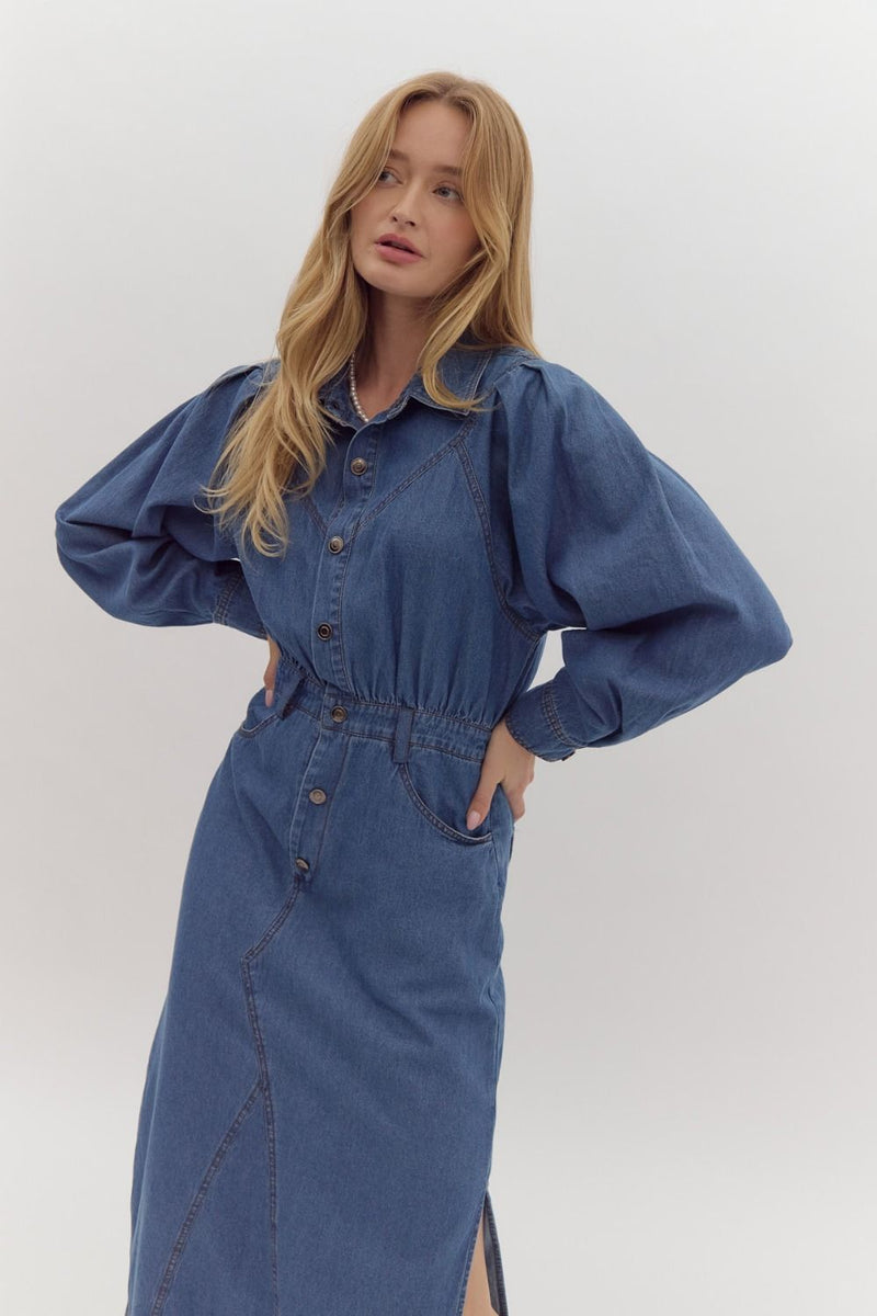 Ilarion Denim Blue Midi Dress