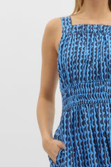 Mila Printed Geo Dress Blue