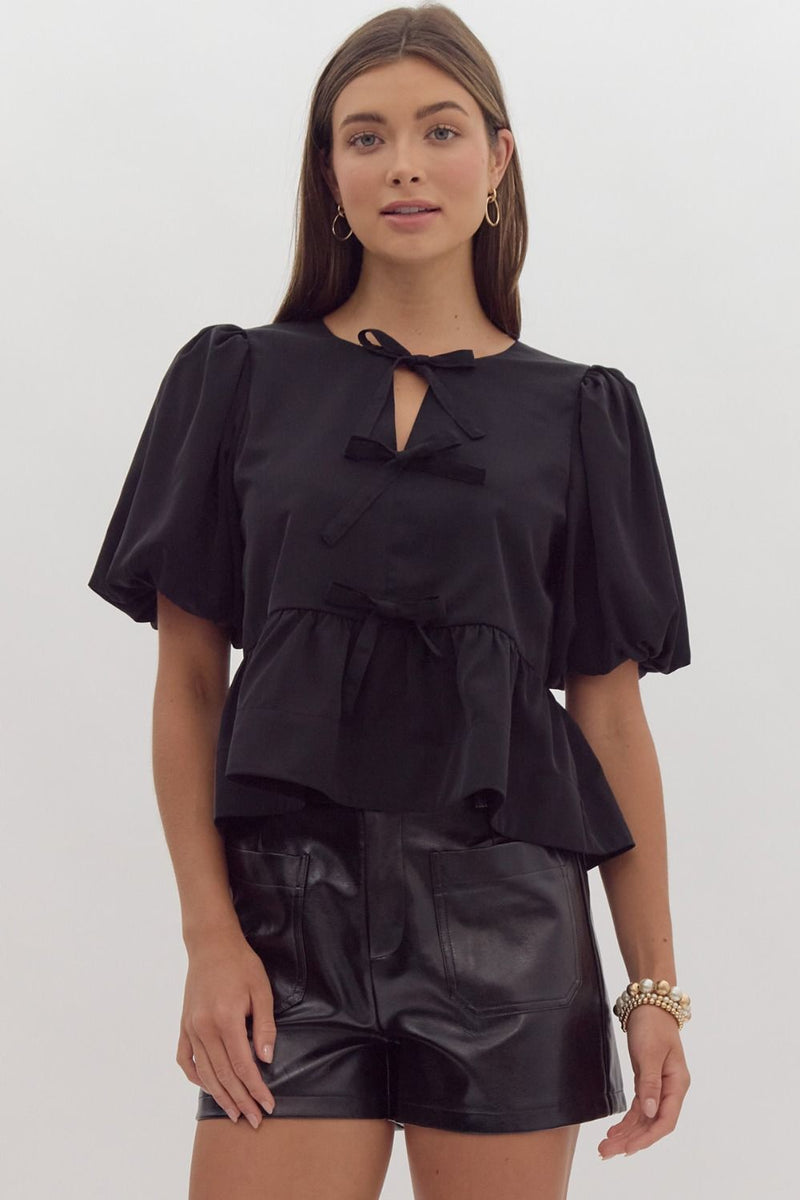 Lori Black Bow Top