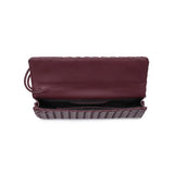 Ada Top Handle Woven East West Clutch Crossbody Wine